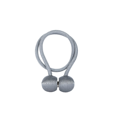 Silver braided earphones with round earbuds