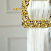 Set of 2 | 7inch Gold Barrette Style Acrylic Crystal Curtain Tie Backs, Square Diamond Holdbacks