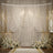 Elegant wedding backdrop with cascading pearls and floral arrangements.
