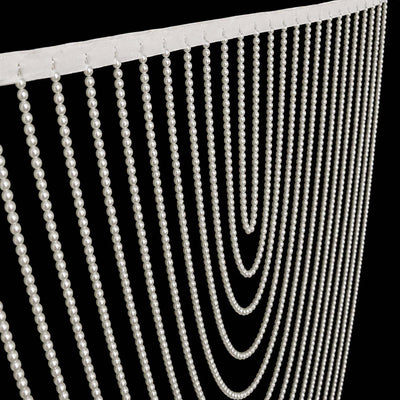 Elegant white pearl beaded curtain strands on black background