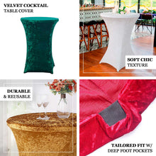 Champagne Crushed Velvet Stretch Fitted Round Highboy Cocktail Table Cover