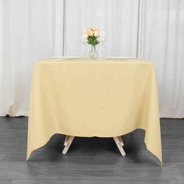 Elevate Your Event with the Champagne Premium Seamless Polyester Square Tablecloth