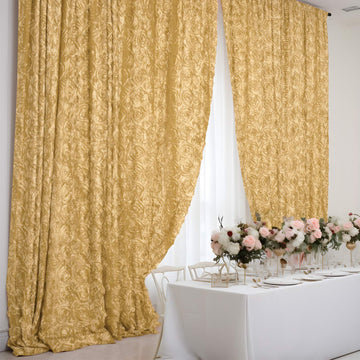 Champagne Satin Rosette Divider Backdrop Curtain Panel, Photo Booth Event Drapes - 8ftx8ft