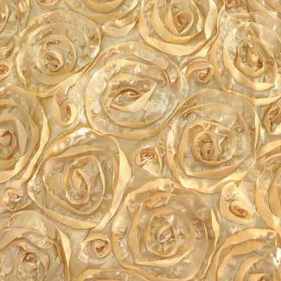 Gold satin rose fabric texture close-up for elegant decor.