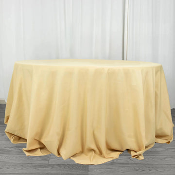 Champagne Seamless Premium Polyester Round Tablecloth 220GSM 132"