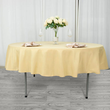 Elevate Your Event with the Champagne Seamless Premium Polyester Round Tablecloth