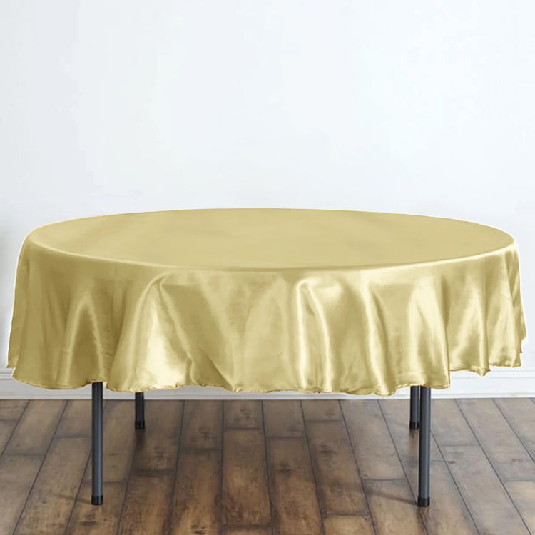 90 Inch Champagne Round Satin Tablecloth