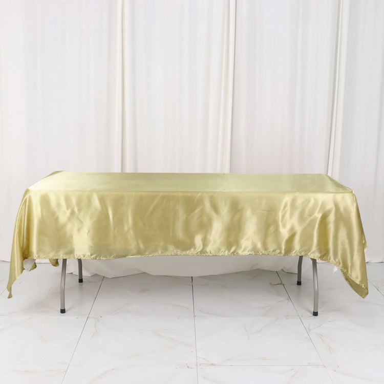 60 Inch x 102 Inch Champagne Satin Rectangular Tablecloth