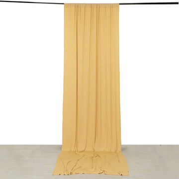 Champagne 4-Way Stretch Spandex Drapery Panel with Rod Pockets, Wrinkle Resistant Backdrop Curtain - 5ftx14ft