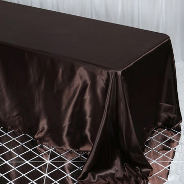 Chocolate Satin Seamless Rectangular Tablecloth 90"x132"