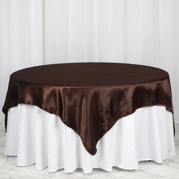 Chocolate Seamless Satin Square Tablecloth Overlay 72" x 72"