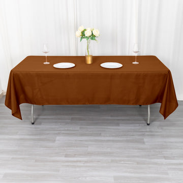 Elevate Your Event with the Cinnamon Brown Seamless Polyester Rectangular Tablecloth