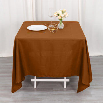 Upgrade Your Event Decor with a Cinnamon Brown Seamless Polyester Tablecloth