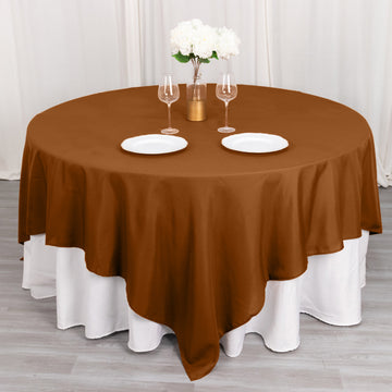 Upgrade Your Event Decor with a Cinnamon Brown Seamless Square Polyester Table Overlay