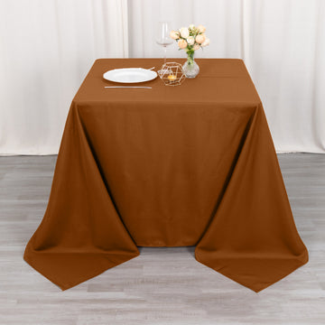 Add Elegance to Your Event with the Cinnamon Brown Seamless Square Polyester Tablecloth