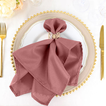 Elevate Your Tablescape with Cinnamon Rose Polyester Cloth Napkins