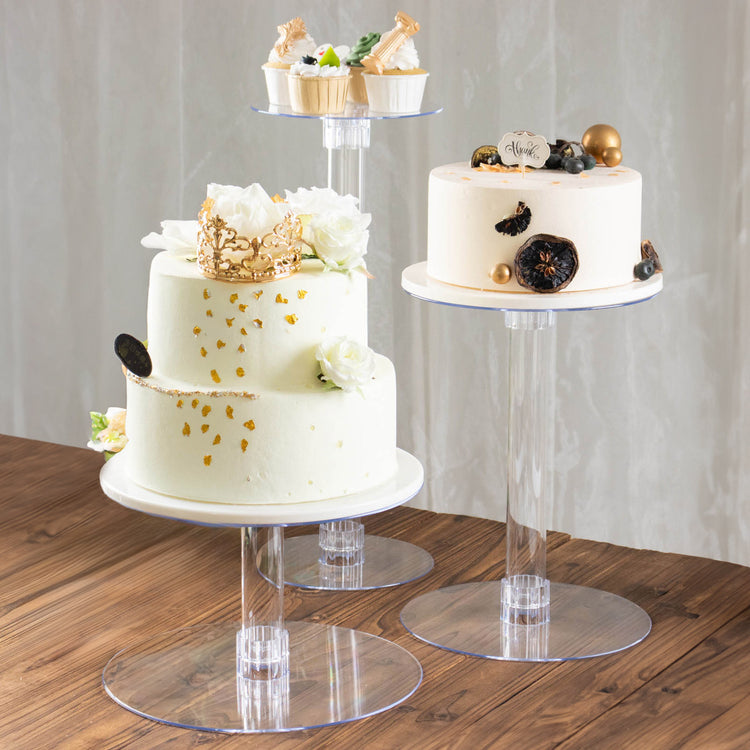 3 Tier Clear Pedestal Acrylic Cake Stand Set Cupcake Dessert Holder