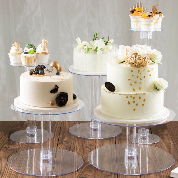 5 Tier Pedestal Cupcake Dessert Holder Acrylic Clear Cake Stand Set