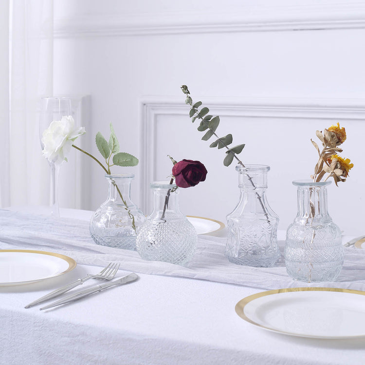 Set of 4 | Clear Glass Antique Decorative Wedding Table Centerpieces