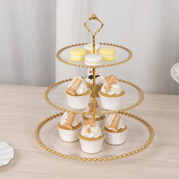 <strong>Practical & Durable 3 Tier Clear Beaded Serving Platter</strong>