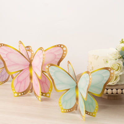 Colorful decorative butterflies for cake displays, perfect for parties and events.