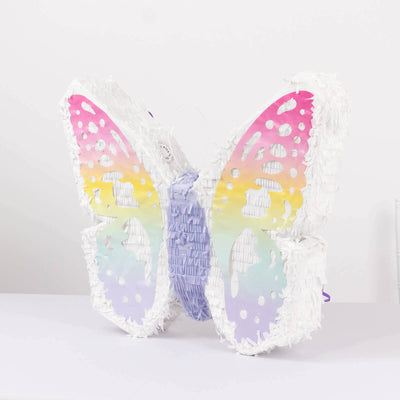 Butterfly piñata with pastel gradient colors and white fringe