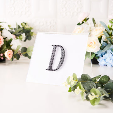 Black Decorative Rhinestone Alphabet D Letter Stickers for DIY Crafts