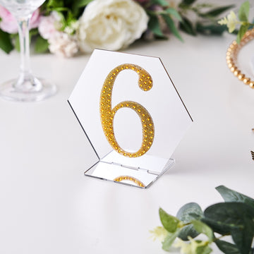 Make Your Event Shine with Gold Decorative Rhinestone Number 6 Stickers