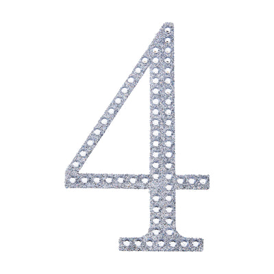 Silver glitter number 4 cutout on a white background