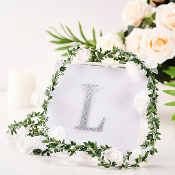 Elevate Your Event Decor with Silver Decorative Rhinestone Alphabet 'L' Letter Stickers