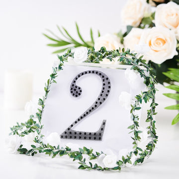 Add a Touch of Glamour to Your Crafts with Black Decorative Rhinestone Number 2 Stickers