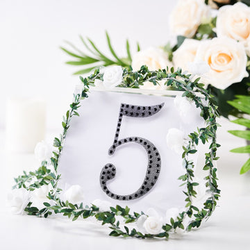 Add a Touch of Elegance to Your Party Decor with Black Decorative Rhinestone Number 5 Stickers