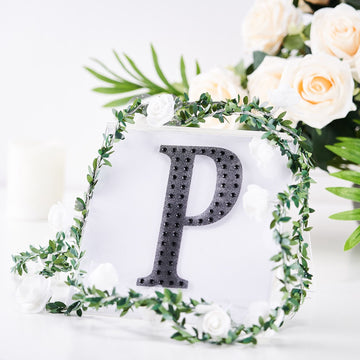 Black Decorative Rhinestone Alphabet P Letter Stickers for DIY Crafts