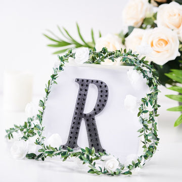 Black Decorative Rhinestone Alphabet 'R' Letter Stickers for DIY Crafts
