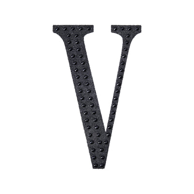 Black textured letter "V" on a plain white background