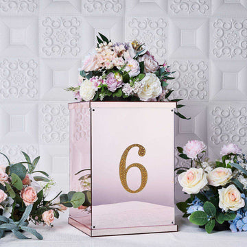 Add a Touch of Elegance with Gold Decorative Rhinestone Number 6 Stickers
