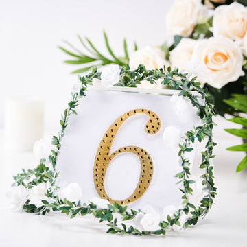 Turn Any Event into a Glamorous Affair with Gold Decorative Rhinestone Number 6 Stickers