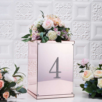 Mirrored floral arrangement box with number 4 and decorative flowers