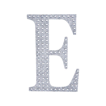 Create Stunning Event Decor with Silver Decorative Rhinestone Alphabet 'E' Letter Stickers