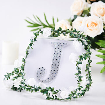 Elevate Your Event Decor with Silver Rhinestone Alphabet J Letter Stickers