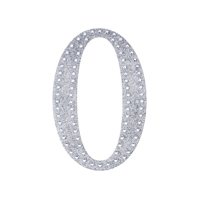Silver glitter number "0" cutout against a plain white background.