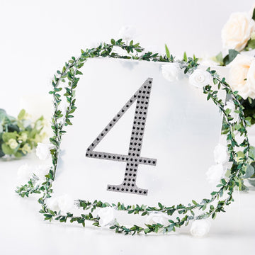 Add a Touch of Elegance with Black Rhinestone Number 4 Stickers