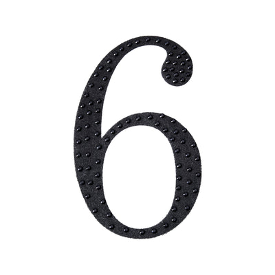 Black number 6 with textured dots on a plain white background