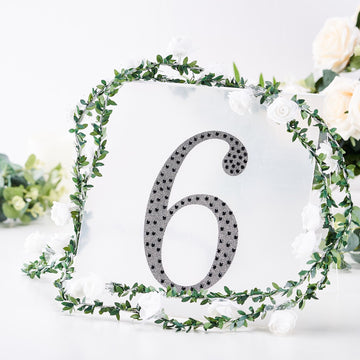 Black Decorative Rhinestone Number 6 Stickers for Stunning Wedding Decorations