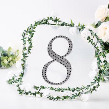 Black Decorative Rhinestone Number 8 Stickers for Party Decor