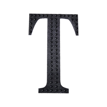 Sparkle Up Your Events with Black Decorative Rhinestone Alphabet 'T' Letter Stickers