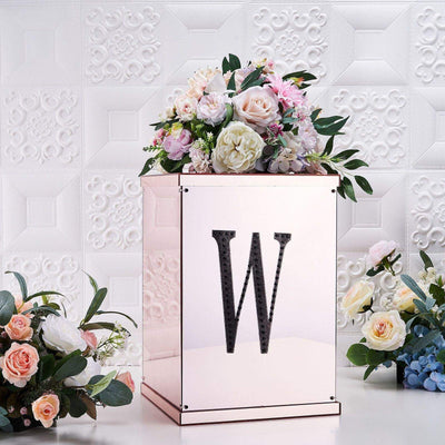 Decorative wedding card box with floral arrangement and monogram "W"