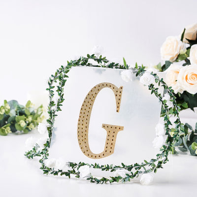 Decorative letter "G" with floral accents on a clear backdrop.
