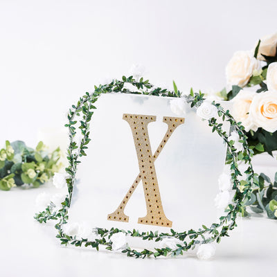 Gold letter X with floral wreath on a clear background.