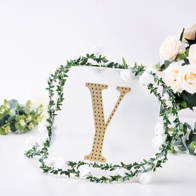 Decorative letter "Y" with floral wreath on a clear backdrop